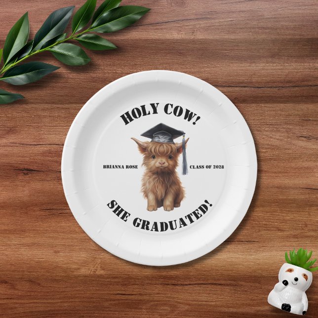 Holy Cow! She/He Graduated Party Paper Plate (Creator Uploaded)