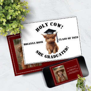 Holy Cow! She/He Graduated Photo Invitation