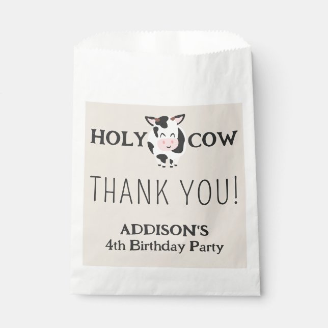 Holy Cow Thank You Farm Animal Party Favour Bag (Front)