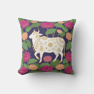 Holy Cow Traditional Indian Pichwai Art for Diwali Cushion