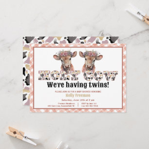 Holy Cow Twins Baby Shower Cowgirl Invite