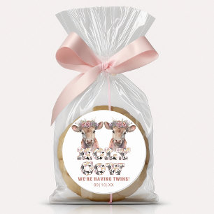 Holy Cow Twins Baby Shower Favour Sticker