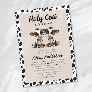 Holy Cow Twins Baby Shower Invitation