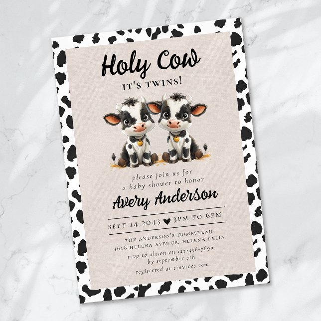 Holy Cow Twins Baby Shower Invitation (Creator Uploaded)