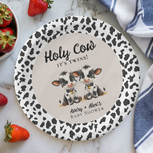 Holy Cow Twins Baby Shower Paper Plate