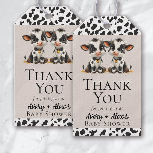 Holy Cow Twins Baby Shower Thank You Gift Tags