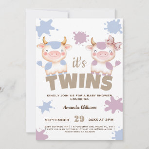Holy cow twins girl boy baby shower invitation