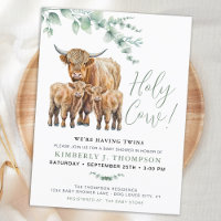 Holy Cow Twins Highland Calf Greenery Baby Shower