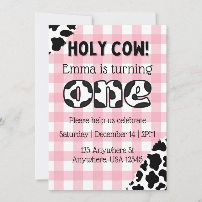 Holy Cow Two Moo-dy Birthday Invitation (Front)