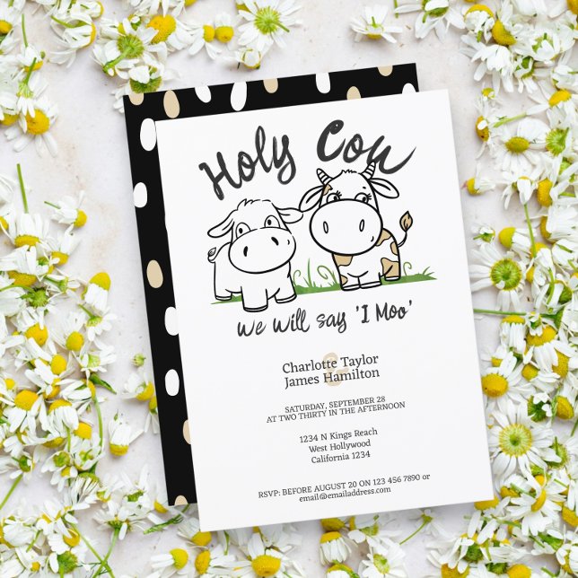 Holy Cow We Will Say I Moo Wedding  Invitation (Holy Cow We Will Say I Moo Wedding Invitations from Ricaso. A fun pun humor cattle themed wedding)