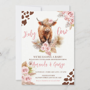 Holy Cow We're Having a Baby Girl baby shower Invitation