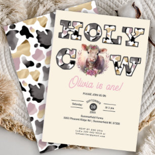 Holy Cow Western 1st Birthday Girl Invite