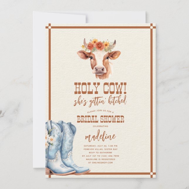 Holy Cow Western Bridal Shower Invitation (Front)