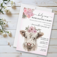 Holy Cow White Pink Highland Calf Baby Shower