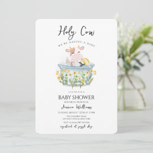 Holy Cow Wildflower Meadow Bathtub Baby Shower Invitation