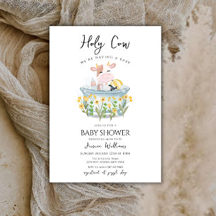 Holy Cow Wildflower Meadow Bathtub Baby Shower Invitation