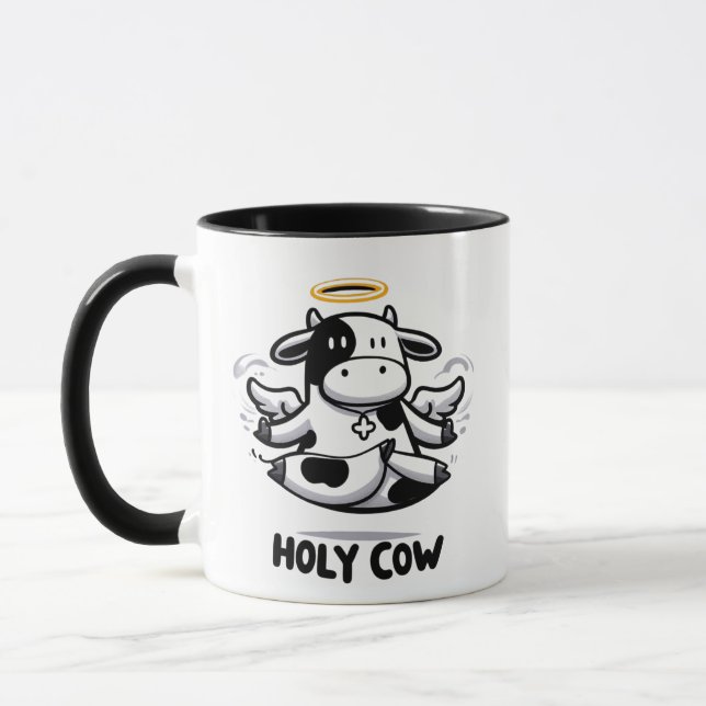 Holy Cow Yoga Mug – Levitating Moo in Zen Pose (Left)