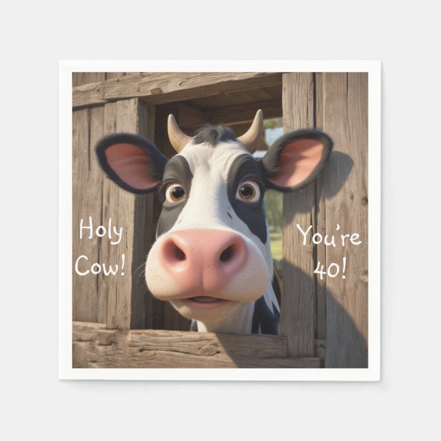 Holy Cow You’re 40 Napkin (Front)