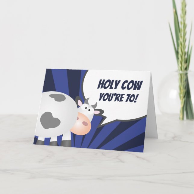 Holy Cow You're 70 Funny Over The Hill Birthday Card (Front)