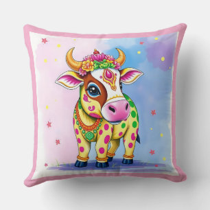 Holy Cows in Diwali Disguise Cushion