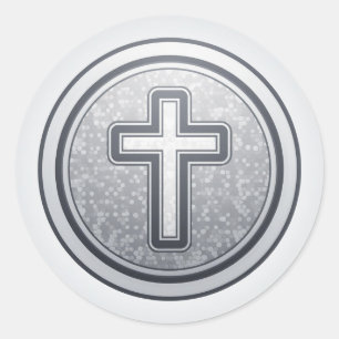 Holy Cross and Prayer Classic Round Sticker