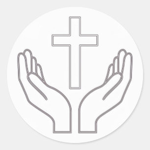 Holy Cross and Prayer Classic Round Sticker
