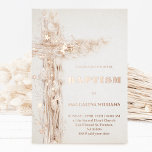 Holy cross Baptism Foil Invitation<br><div class="desc">real rose gold foil details Baptism invitation</div>