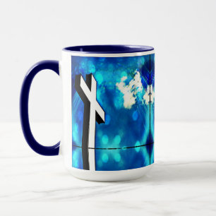 Holy Cross Blue Sky Sparkle Ceramic Tile Mug
