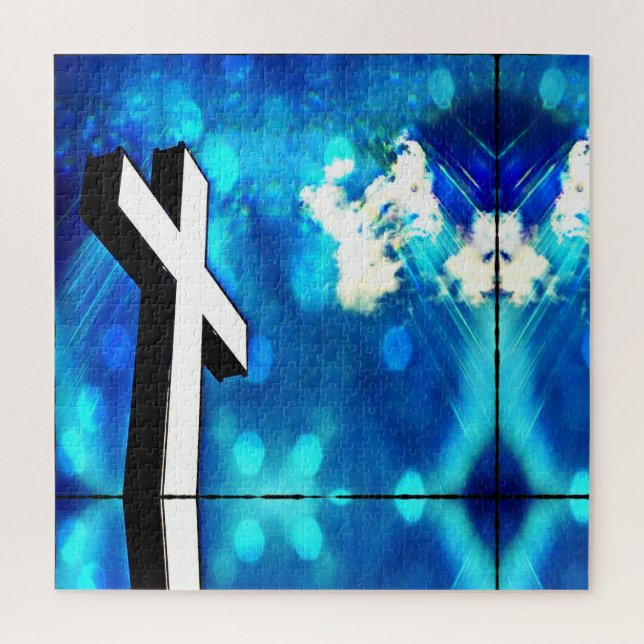 Holy Cross Blue Sky Sparkle Jigsaw Puzzle (Vertical)