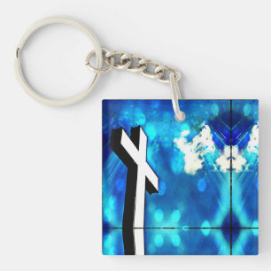Holy Cross Blue Sky Sparkle Key Ring