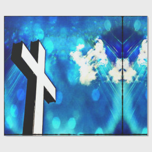 Holy Cross Blue Sky Sparkle Wrapping Paper