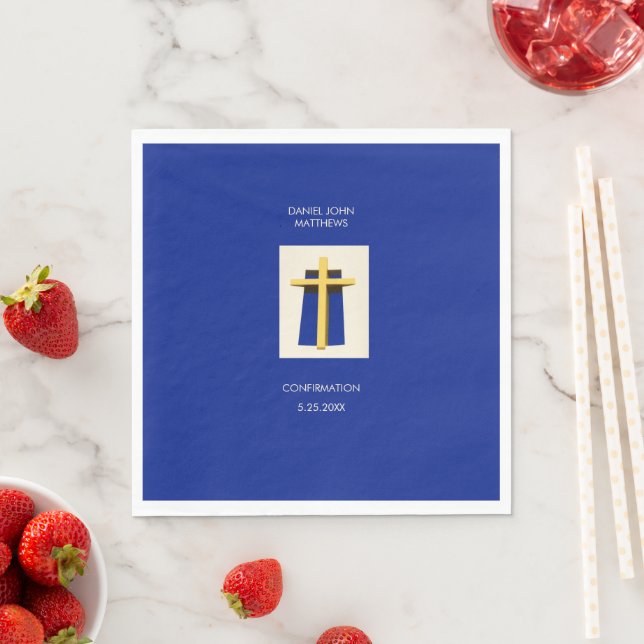  Holy Cross Bold Blue Religious Party   Napkin (Insitu)
