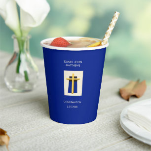 Holy Cross Bold Blue Religious Party   Paper Cups