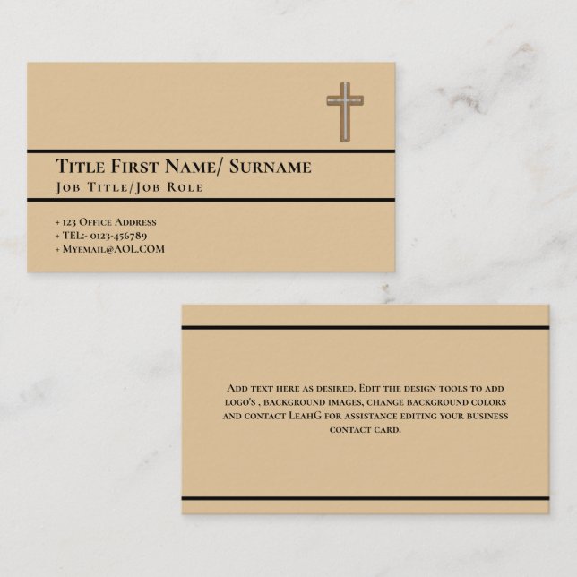 Holy Cross Christian Faith Priest Pastor Clergy   Business Card (Front/Back)