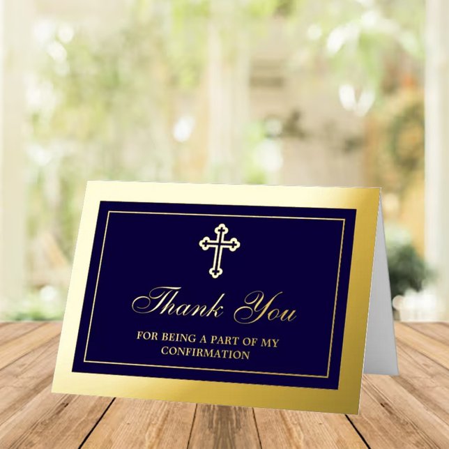 Holy Cross Communion Or Confirmation Thank You Foil Greeting Card (Creator Uploaded)