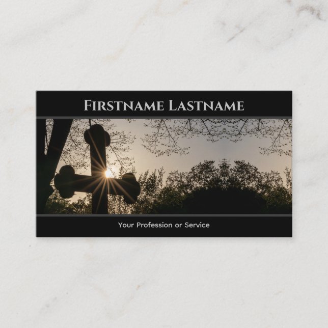 Holy cross elegant mortician undertaker mortuary business card (Front)
