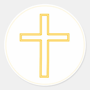Holy Cross Gold Round Sticker