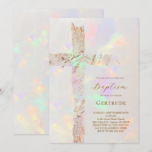 holy cross opal design Baptism Invitation