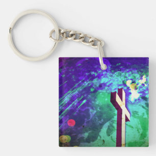 Holy Cross Purple Key Chain