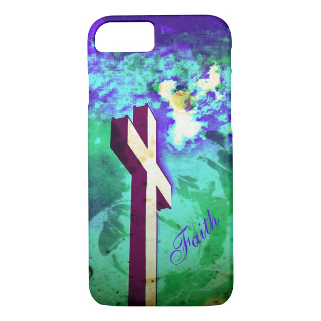 Holy Cross Purple N Green iPhone 7 case (Back)