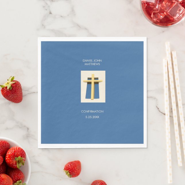  Holy Cross Sky Blue Religious Party   Napkin (Insitu)