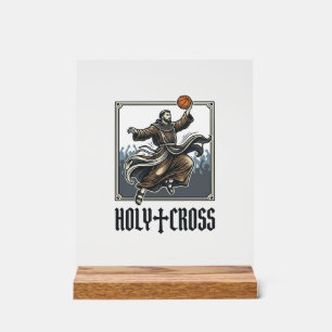 Holy Cross Vintage Basketball Religious Shirt Acrylic Sign