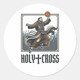 Holy Cross Vintage Basketball Religious Shirt Classic Round Sticker