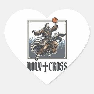 Holy Cross Vintage Basketball Religious Shirt Heart Sticker