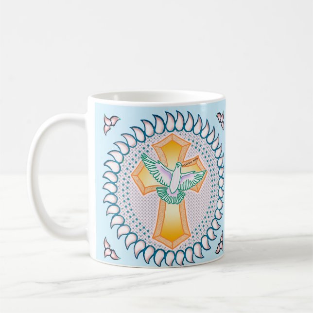 Holy Dove Christian Cross mug (Left)