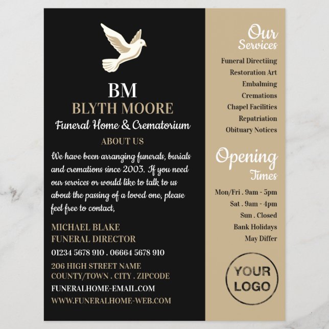 Holy Dove, Funeral Home, Directors Flyer (Front)