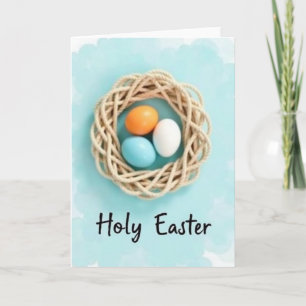 Holy Easter Nest And Eggs Card