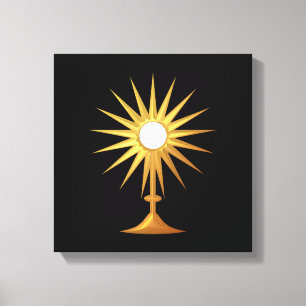 Holy Eucharist in golden Monstrance Canvas Print