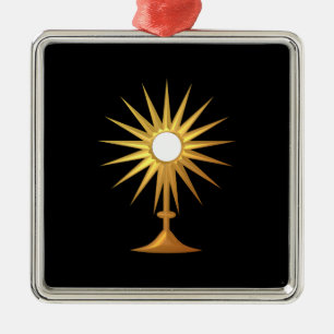 Holy Eucharist in golden Monstrance Metal Tree Decoration