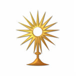 Holy Eucharist in golden Monstrance Standing Photo Sculpture<br><div class="desc">Holy Eucharist in golden Monstrance

Feel free to add your own words and/or pictures to this item,  or change the background colour,  via Zazzle's great customisation tools.  This design is also available on many other products. Thanks for stopping by! God bless!</div>